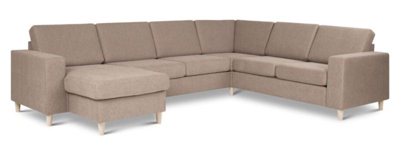 Beige U-sofa med chaiselong – Fantastisk stofferbjudande!