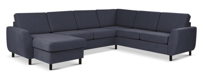 Wendy U-sofa med chaiselong i blå - Elegant stuekomfort