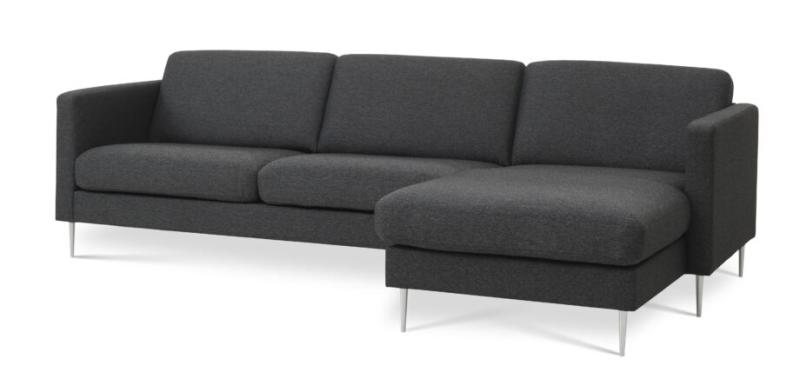 Elegant Antracitgrå Sofa med Chaiselong til Dit Hjem