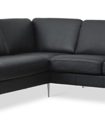 Elegant sort lædersofa med chaiselong til dit hjem