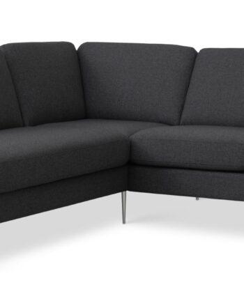 Elegant antracitgrå sofa med venstre chaiselong