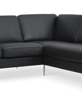 Elegant Sort Lædersofa med Højre Chaiselong - Lexpo Living