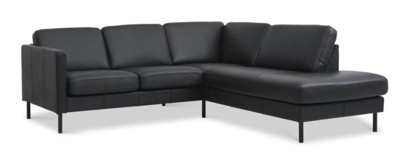 Elegant Sort Sofa med Højre Chaiselong – Fantastisk Tilbud!