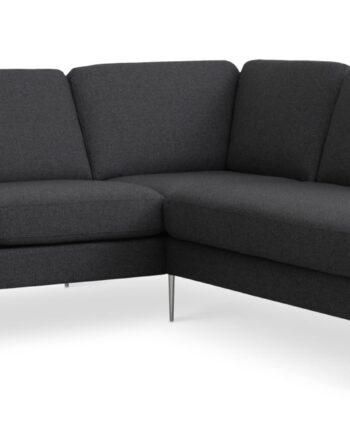 Elegant antracitgrå sofa med chaiselong til stuen