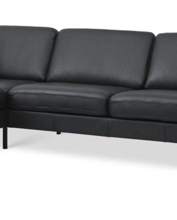 Stilfuld Chaiselong Sofa i Sort Læder – Komfort og Elegance