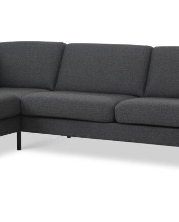 Komfortabel Antracitgrå Sofa med Chaiselong til Stuen