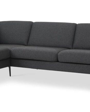 Komfortabel Antracitgrå Sofa med Chaiselong til Stuen