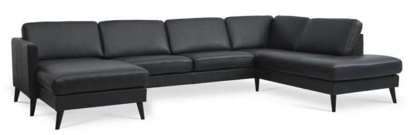 Elegant Sort Sofa med Chaiselong – Komfort og Stil