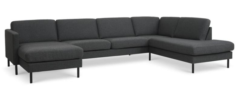 Komfortabel Antracitgrå Sofa med Højre Chaiselong - Udsalg!