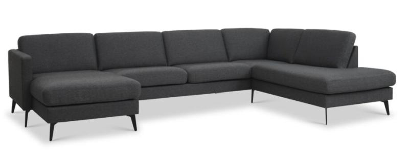 Komfortabel Antracitgrå Sofa med Højre Chaiselong