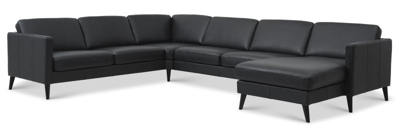 Elegant Sort Sofa i Semianilin Læder - Must-Have til Stuen