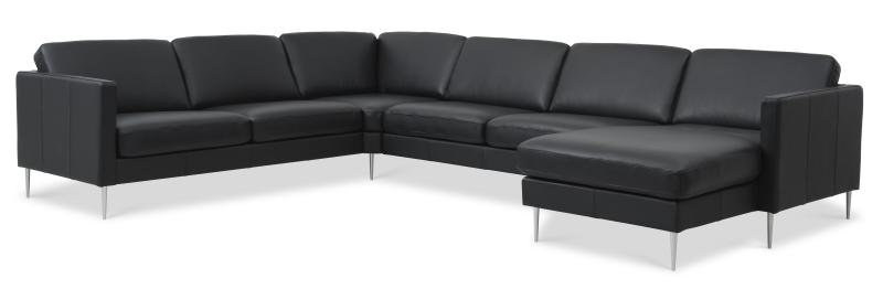 Imponerende Sort Sofa i Semianilin Læder - Udsalg!