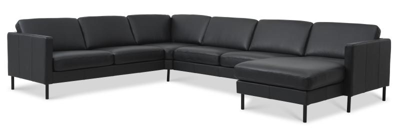 Sort Semianilin Læder Sofa med Metalben – Black Friday Tilbud!