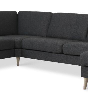 Elegant antracitgrå sofa med komfortable puder til stuen