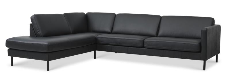 Elegant Sort Sofa med Venstre Chaiselong – Udsalg!