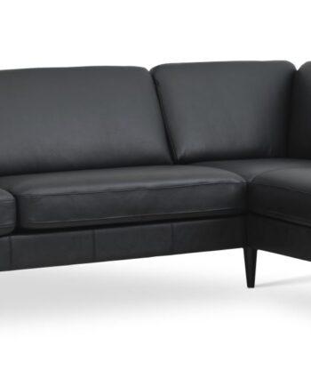 Sort Semianilin Læder Sofa med Højre Chaiselong – Tilbud!