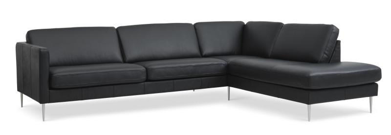 Luksuriøs Sort Sofa med Højre Chaiselong til Stuen