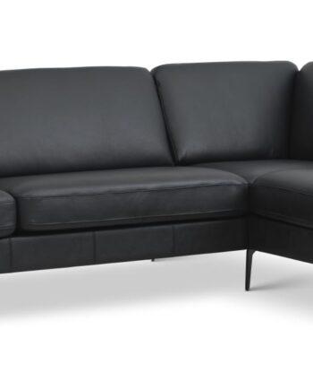 Elegant Sort Læder Sofa med Højre Chaiselong til Dit Hjem