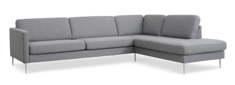 Elegant Grå Sofa med Højre Chaiselong til Stuen