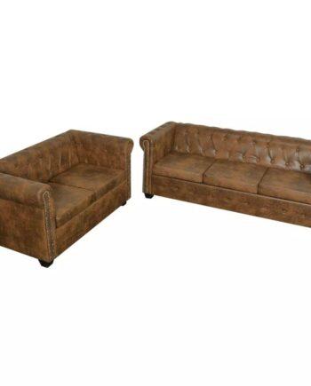 Brun Chesterfield Sofasæt – Tidløs Elegance til Stuen