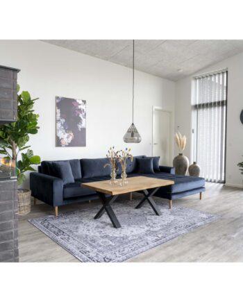Mørkeblå Velour Lounge Sofa - Højrevendt Design til hjemmet