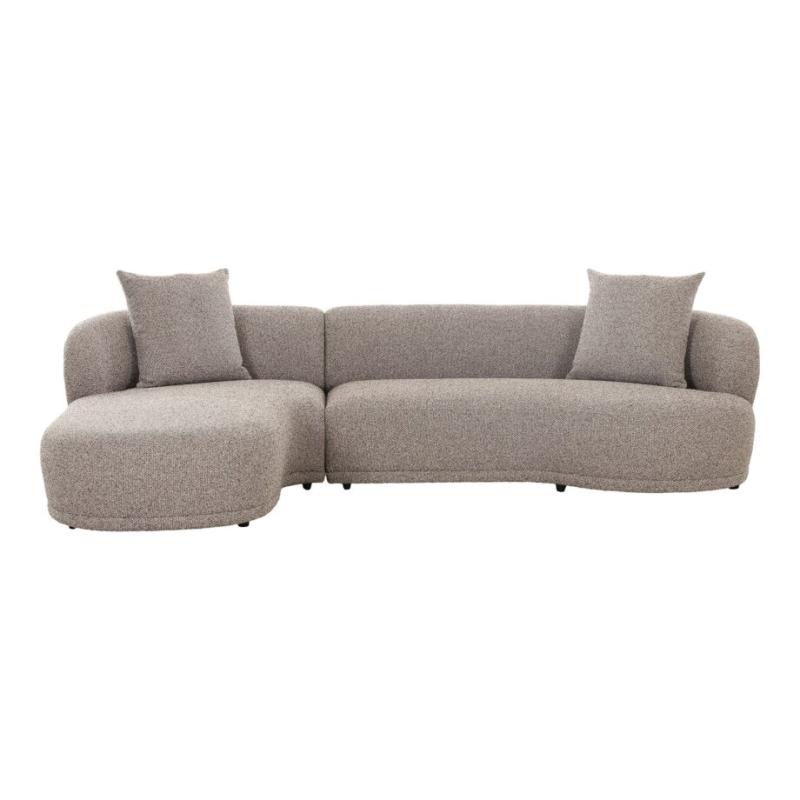 Elegant brun venstrevendt sofa med puder – Stilfuld komfort