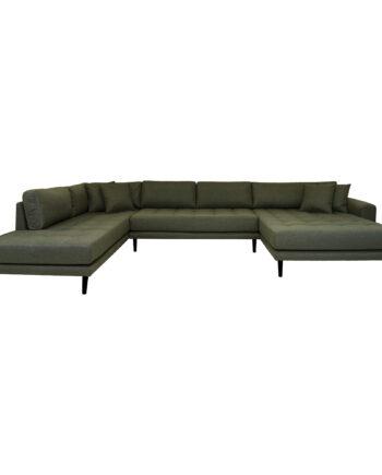 Lido U-Sofa med Åben Ende – Olivengrøn og Sort Træ Tilbud