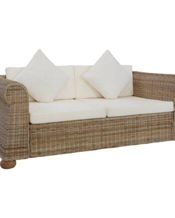 Elegant Brun Rattan Sofa med Hynder – Stilfuldt Møbeltilbud