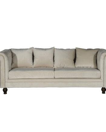 Elegant Beige Velour Sofa til 3 – Stilfuld Komfort