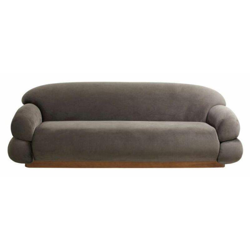 Elegant Sofa i Varm Grå Velour - Skab Hygge i Stuen