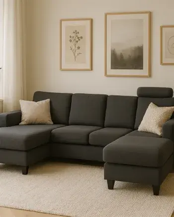 Aalborg U-sofa i mørkegrå – Elegant nordisk design til stuen