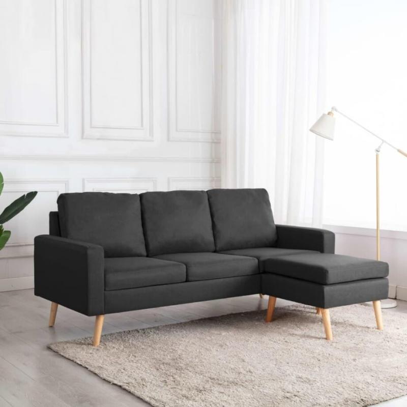 Elegant mørkegrå 3-personers sofa med fodskammel til hjemmet