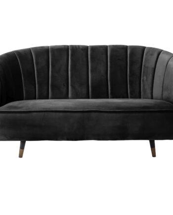 Luksuriøs Sort Velour Sofa til 2 med Guldben – Udsalg!