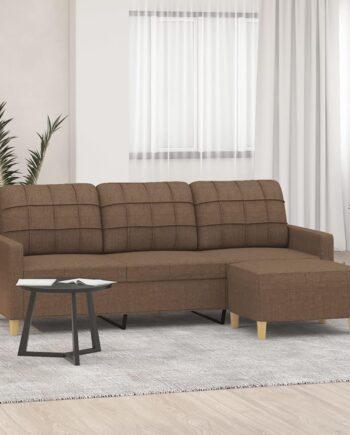 Elegant 3-Personers Sofa med Fodskammel i Brun Farve