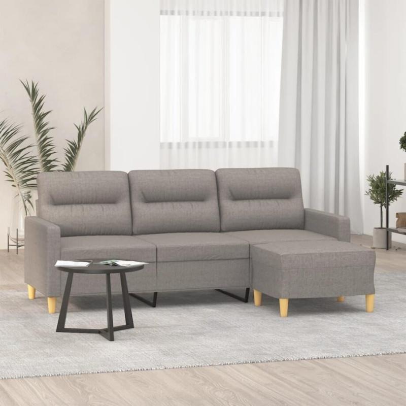 3-Personers Sofa med Fodskammel i Gråbrun – Fantastisk Tilbud!