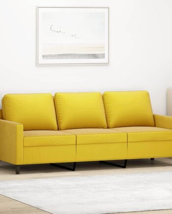 Elegant 3-Personers Gul Fløjl Sofa – Stil og Komfort