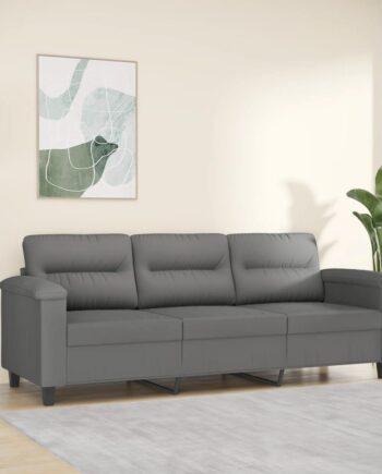 3-Personers Mørkegrå Mikrofiber Sofa – Stil og Komfort