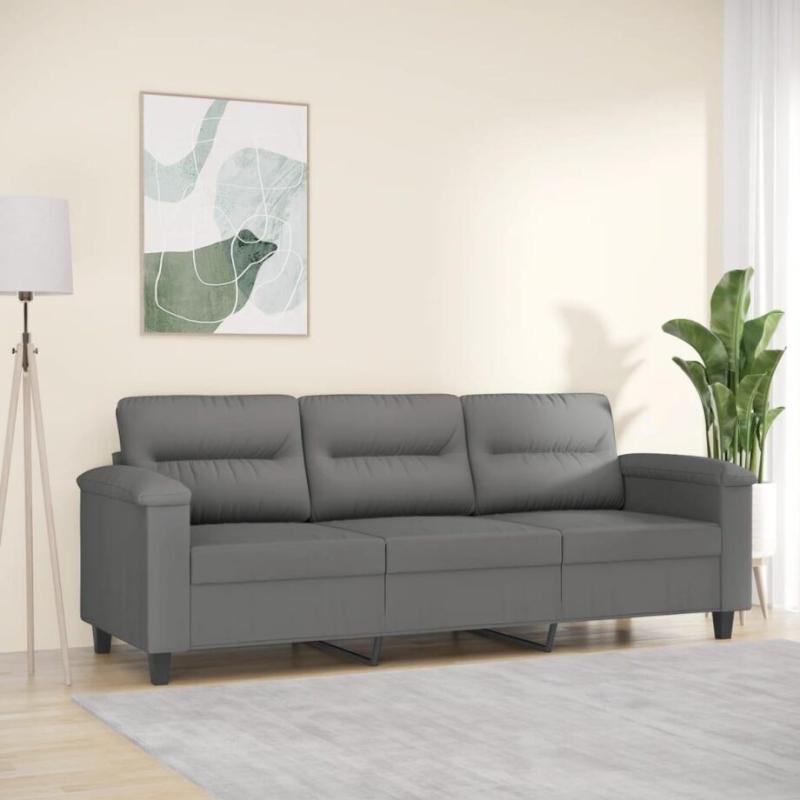 3-Personers Mørkegrå Mikrofiber Sofa – Stil og Komfort
