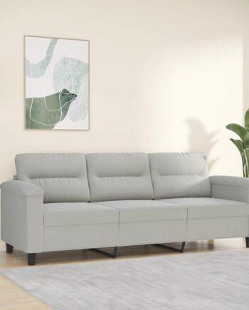 3-Personers Lysegrå Mikrofiber Sofa – Perfekt til Stuen