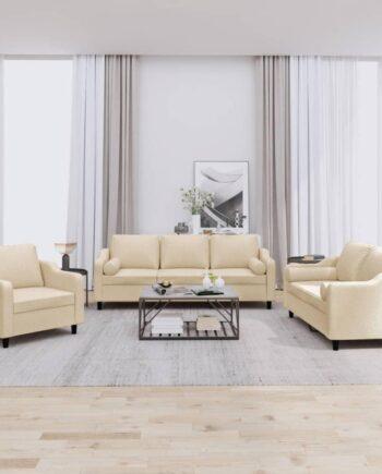 Cremefarvet Sofa med Puder – Skab Hygge i Dit Hjem