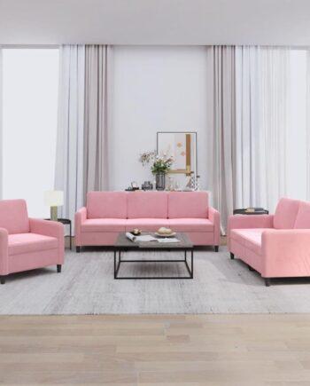 Elegant lyserød velour sofa – stilfuld komfort til hjemmet!