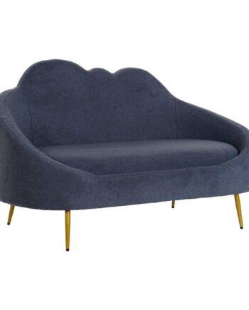 Elegant Blå Sofa med Gyldne Detaljer – Skandinavisk Stil
