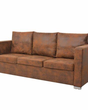 Moderne 3-personers sofa i brun kunstlæder - Stil og komfort