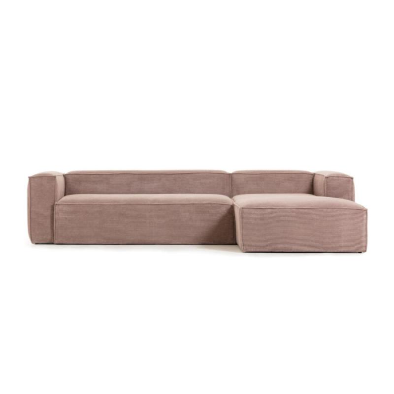 Lyserød Fløjl Sofa med Chaiselong – Kave Home Tilbud!