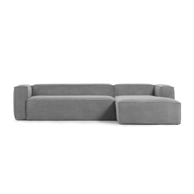 Elegant Grå Fløjl Sofa med Chaiselong – Fantastisk Tilbud!