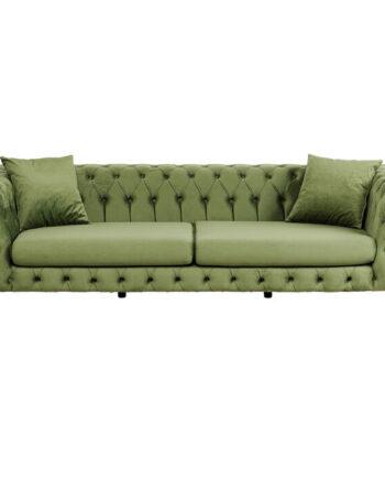 Elegant Grøn Chesterfield Sofa i Fløjl – Fantastisk Tilbud!