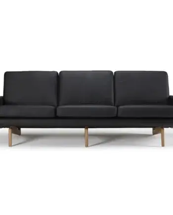 Elegant sort lædersofa til stuen – 3 personer på tilbud!