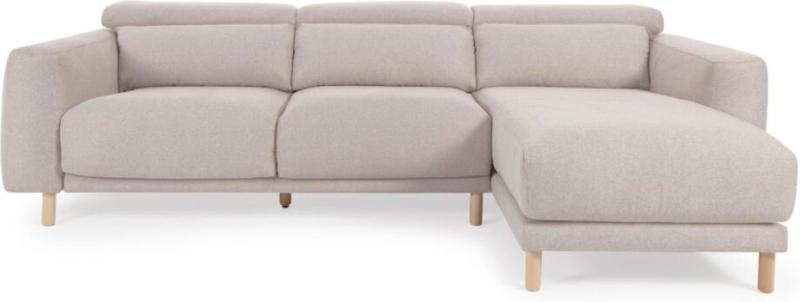 Elegant Højrevendt Chaiselong Sofa i Beige til Stuen