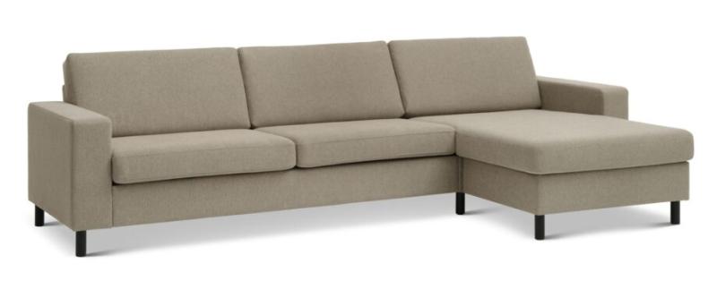 Chaiselong Sofa i Antelope Beige med Sort Træ – Fantastisk Tilbud!