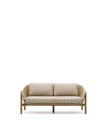 Beige Galea Sofa i Teak og Rattan – Elegant Indretningstilbud